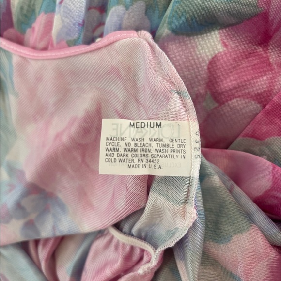 Vtg Lorraine Empire Waist Plunge Neck Maxi Nightgown Slip Dress Sz M Pink Floral - Picture 13 of 13